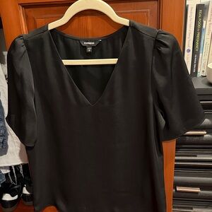 Express Women's Elegant Black Puff Sleeve Blouse